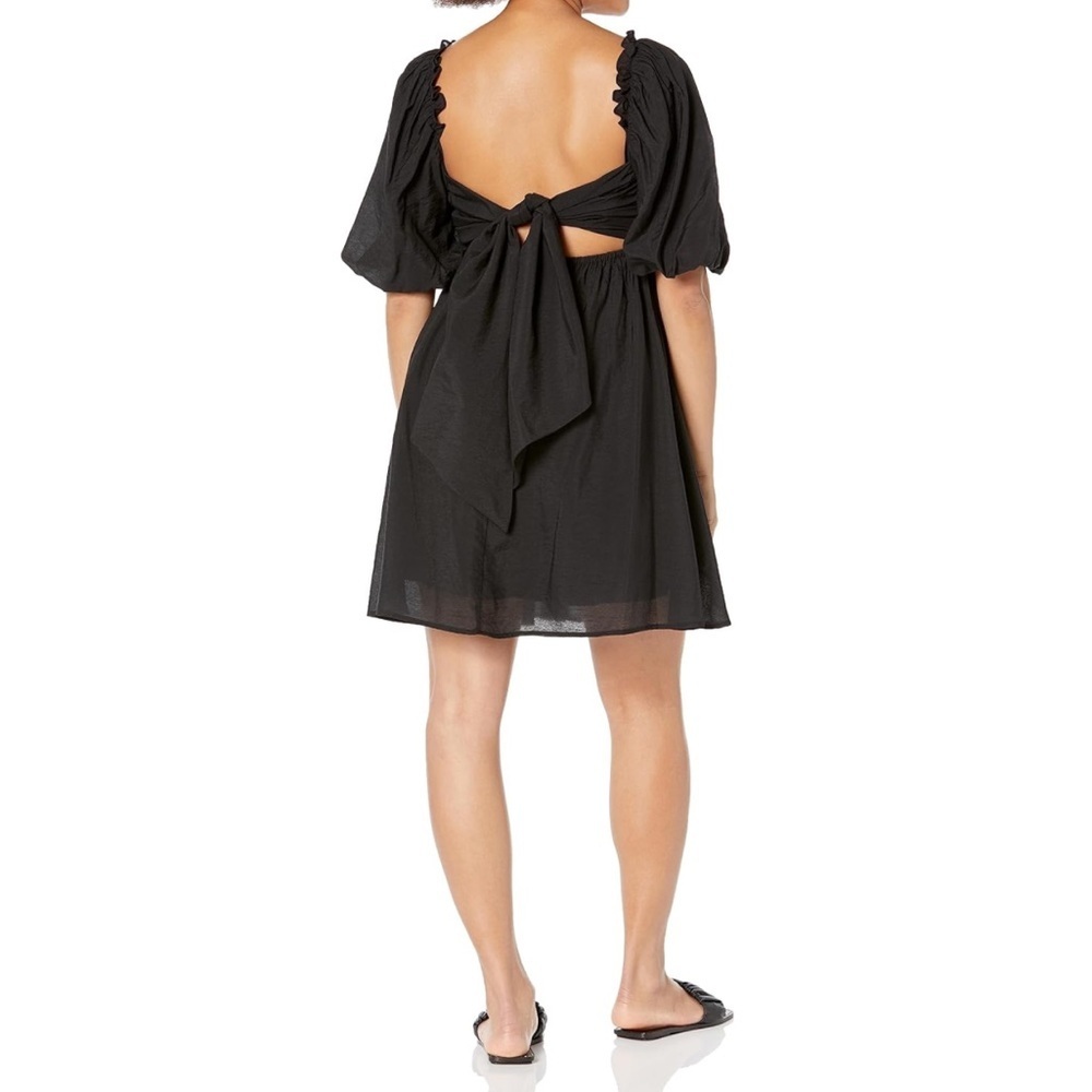 NWT Moon River Ruffle Square Neck Puff Sleeve Tie Back Cut-Out Mini Dress - Picture 11 of 11